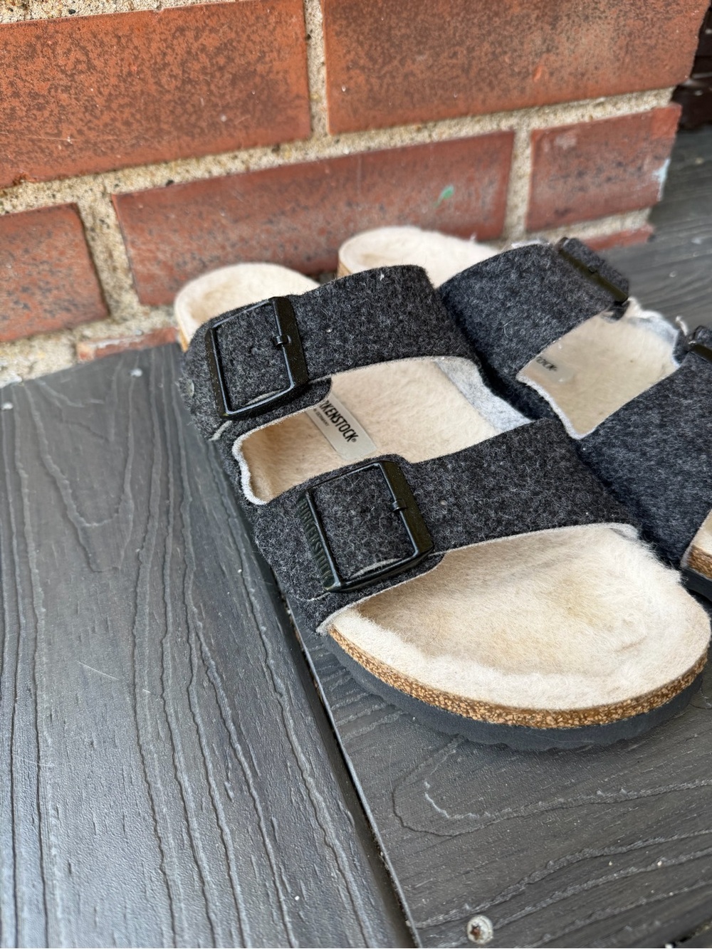 Birkenstock Arizona Rivet Wool Felt Sandals EU 40 Gray Anthracite Cozy Slides - Picture 5 of 13